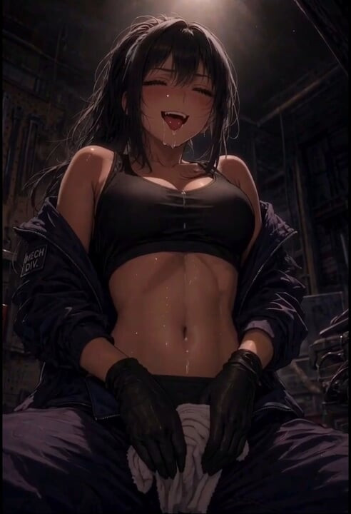 Ateşli anime tamircisi arabada çalışıyor ve bu süreçte azıyor