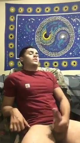 latino twink cumming with his curved thick dick (9'')