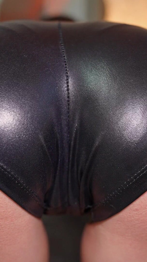 Stepsister Perfect Ass and Cameltoe Pussy in Latex Shorts | Clip 3