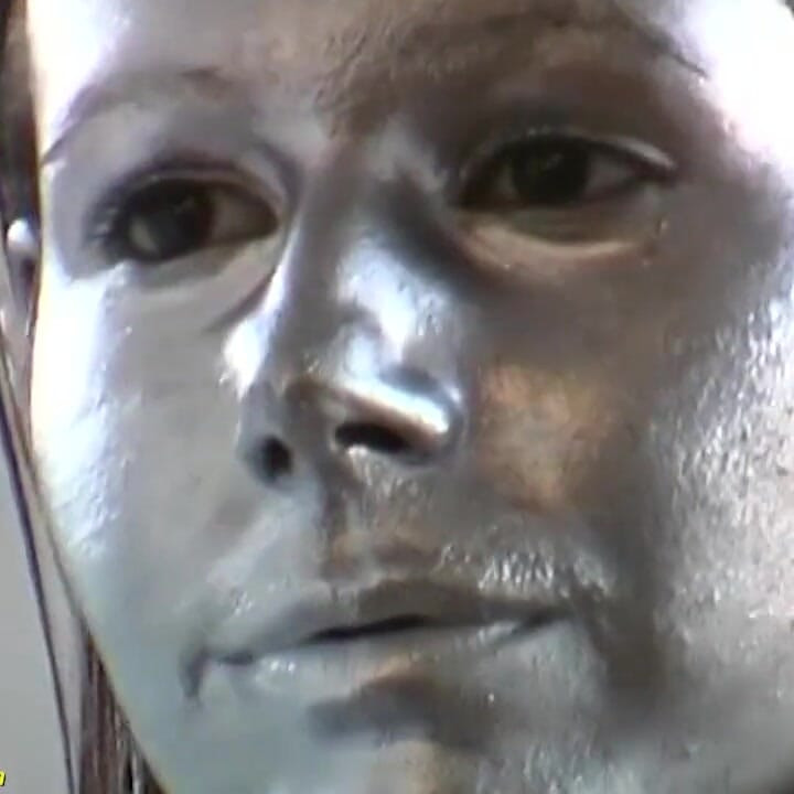 Silver metallic painted bald head statue mannequins posing