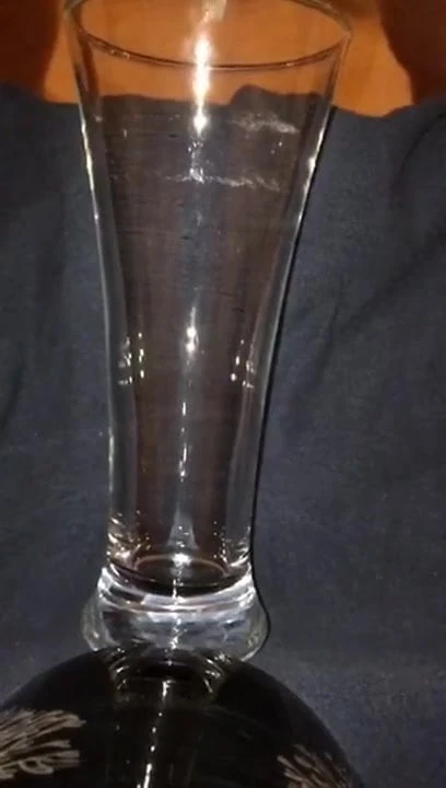 Massive slow-mo cum in to a glass - 11 spurts