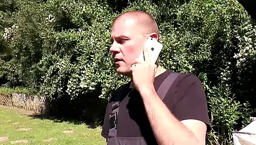 Sexy small tits blonde fucking in the garden