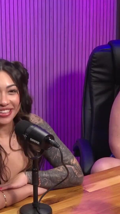 Sexy Fat Girl and Naughty Japanese Girl Make Out on the California TV Podcast | Clip 1