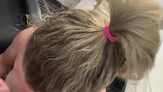 Nympho Wife Sucks Balls While Daddy Milks His Cock and Cum's
