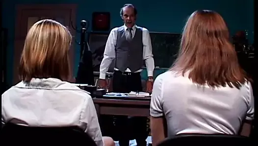 Naughty schoolgirls eat pussy in classroom during detention