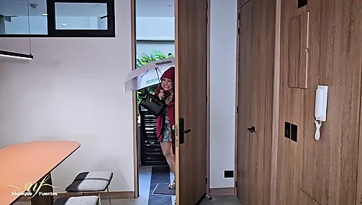 I arrive soaked from the rain but my stepson makes me  even wetter with his cum - Monique Fuentes & Zack Whiter