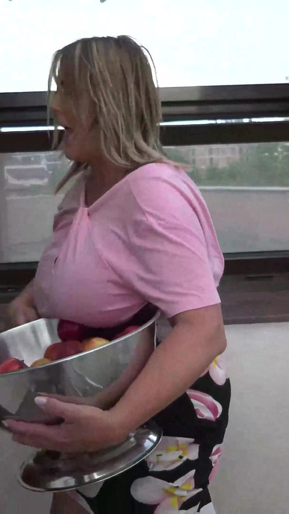 She Brings Him Apples and Her Big Tits to Touch and Fuck