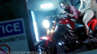 Резидентская злая Claire Redfield трахается с твердым членом на ее мотоцикле