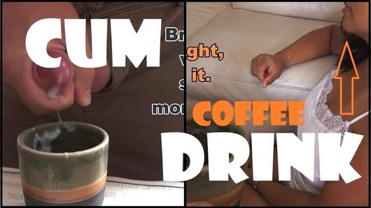 Beautiful teen drinks Coffee with cum