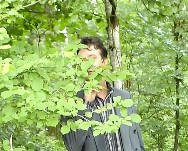 A good-looking German babe satisfies two cocks outdoors