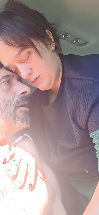 Mature sucking cock in the car
