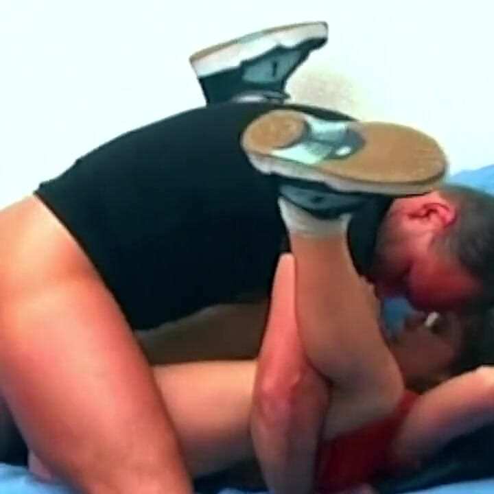 Blonde and Brunette Share Hard Cock on Blue Couch