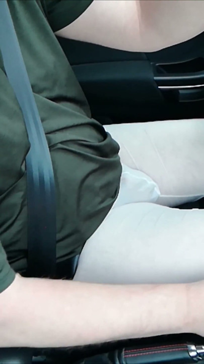 Sexy See-through White Shorts While Driving