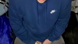 scally boy shoots his load on the floor