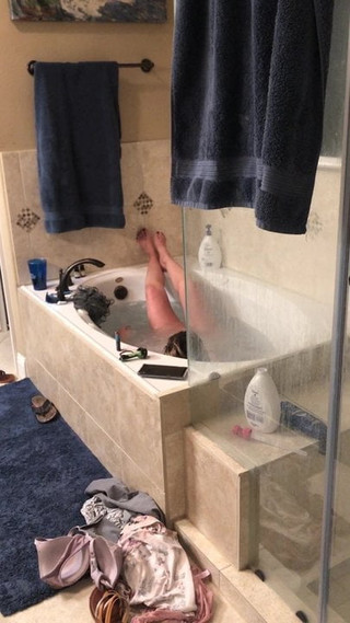 Wife caught with bathtub jets.