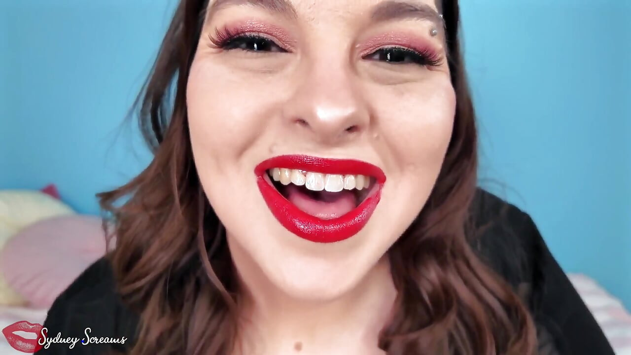 Forever Weak for My Lips - Seductress Sydney Screams Applies Red Lipstick Before Covering You with Her Lipstick Kiss Marks