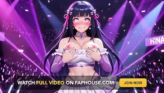 Hinata Hyuga Непристойный костюм в чулках-сеточках - игра с маслом, стоны и соблазнение мокрым телом