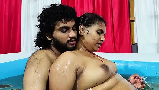 Girl doing hot romance with boy in pool full nude romance