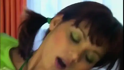 Skinny Teen Fucked and Cumshot on Face by a Vintage Huge Cock