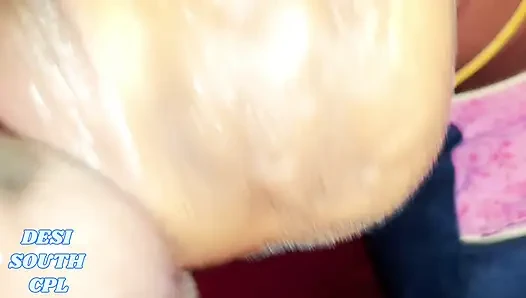 Indian Tamil housewife plowing come in mouth