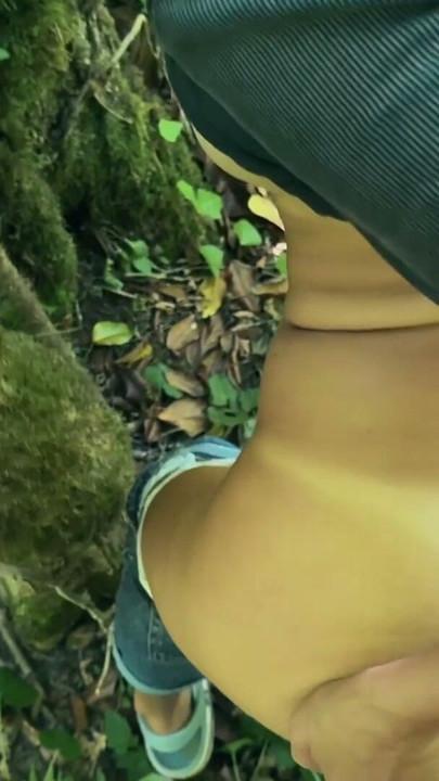 in the woods took off a hiker's panties and filled her pussy with cum. | Clip 1