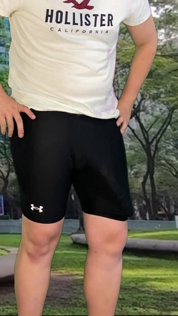 Key moment from "Monster cock cyclist public dick flash cum in tight pants"