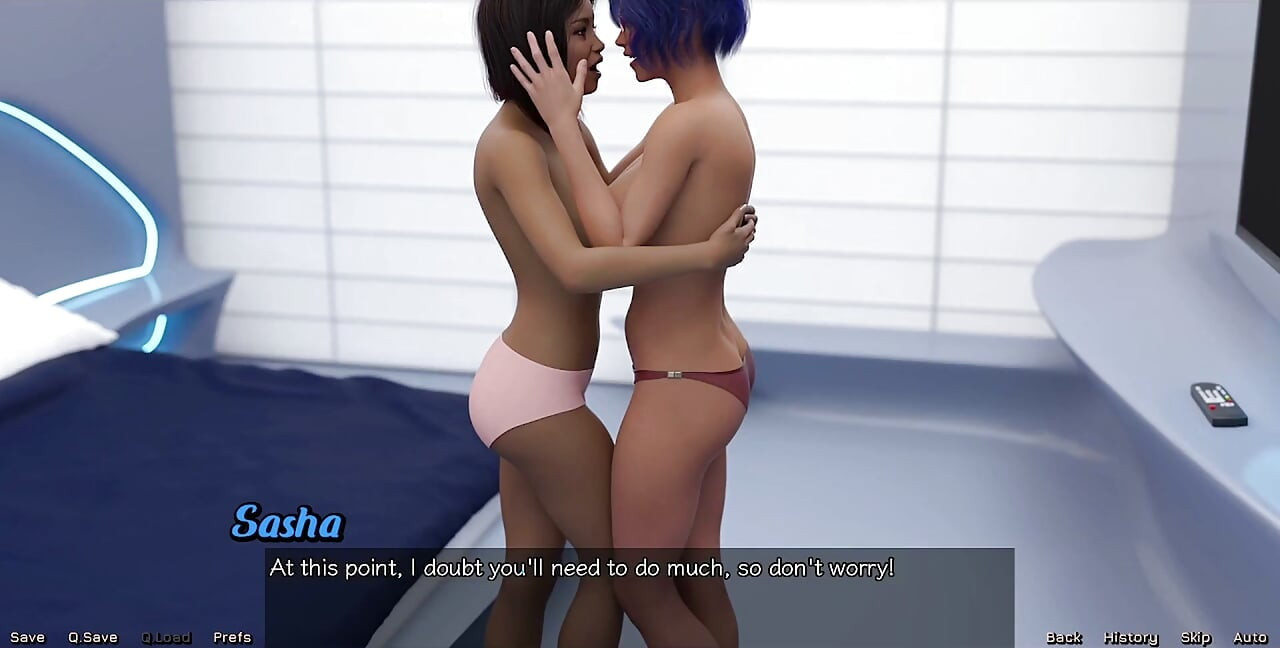 Stranded in Space - Cute Virgin Girl Next Door Cums Hard After Big White Dick and Busty Blue Hair MILF Touch Her