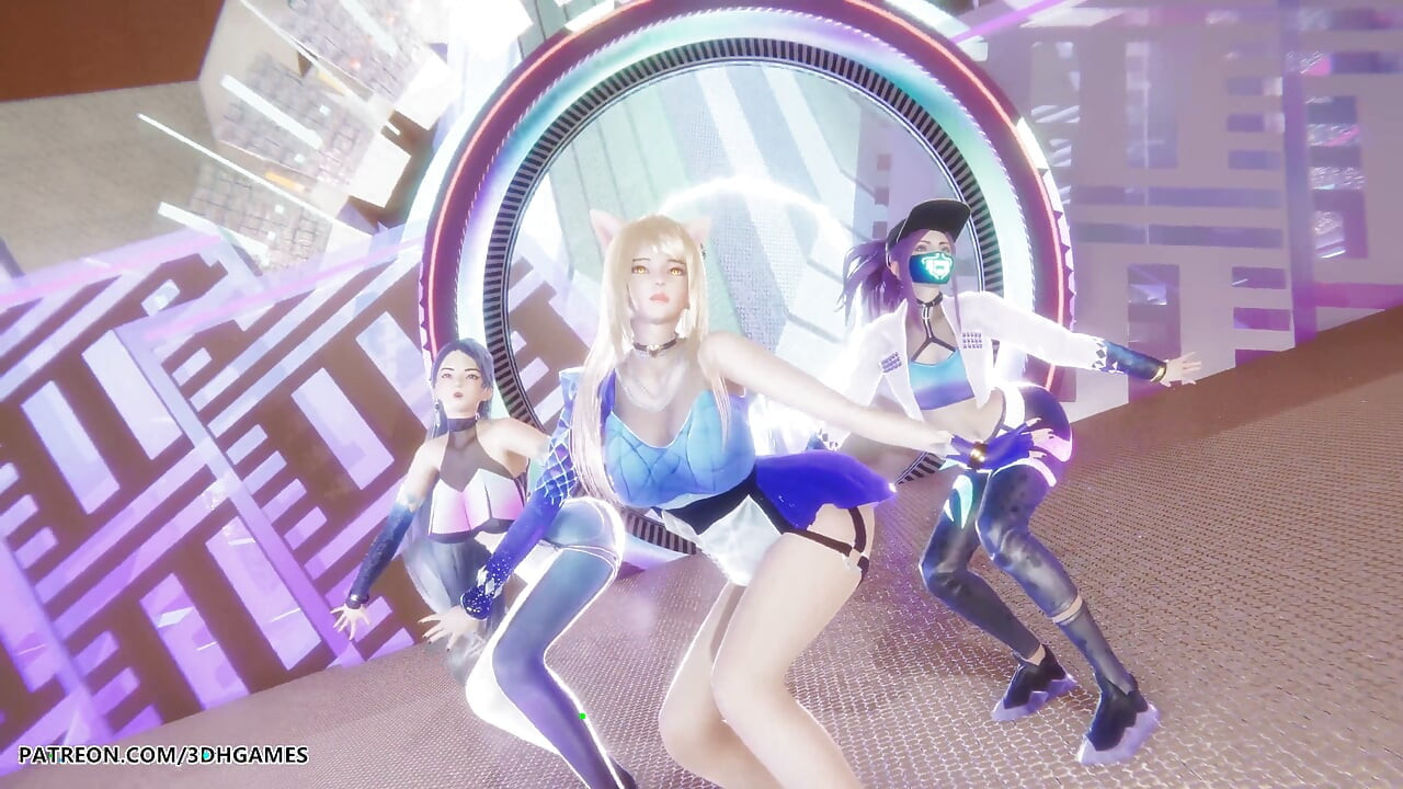 Mmd Kpop Demon Hunters - Huntrx - Golden Ahri Akali Kaisa Sexy Striptiz League of Legends Hentai Bez cenzury 4K 60fps