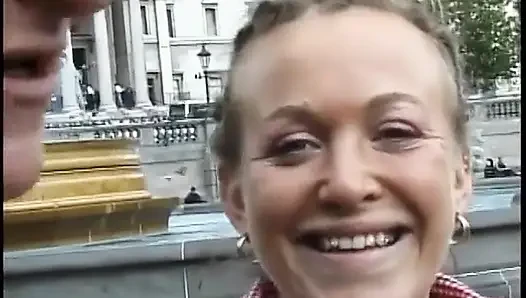 Dirty blonde slut gets her cunt hardcore pounded with a big cock in bed