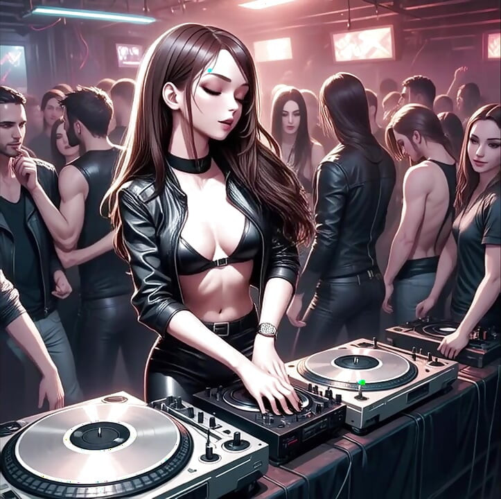 Anime sexy DJ Synthwave Retrowave Elektro AI