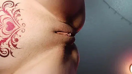 Tattooed petite PAWG shakes her ass, has her pussy eaten, and gets creampied close up while being bent over