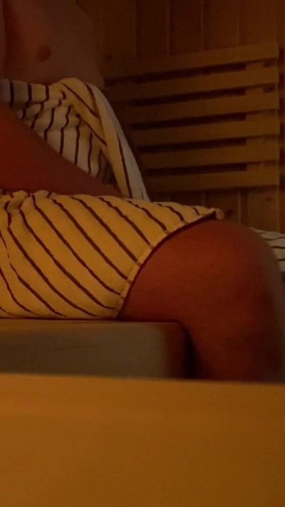 Memorable moment from "Caught jerking off in public sauna, huge cumshot"