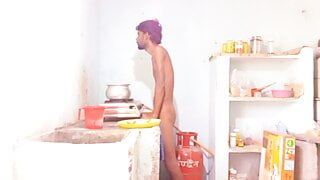 Part 5 Hot boy Rajeshplayboy993 masturbating his big cock and cumming. Cooking video