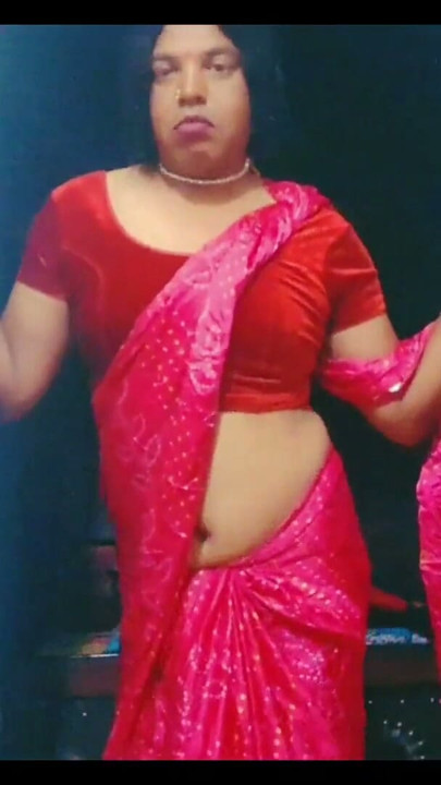 Hot sissy boy beautiful look in pink saree | Clip 1