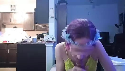 Sexy Cyber Elf gives amazing blowjob, gets fucked & dominated hard by big cock, and creampied (close up, POV)