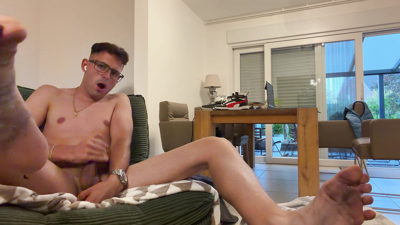 Hot German guy jerks his cock until he shoots his juicy load.