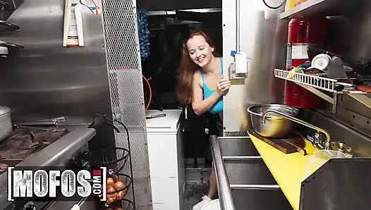 MOFOS - Stacked Teen Red Eviee Cheats On Her Boyfriend With Hung Burrito Truck Worker And Takes A Huge Load On Her Tits