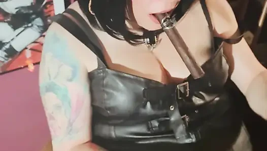 Leather & A Thick Cigar! Tina Snua Smokes A Cigar - Drifting Smoke Pantyhose