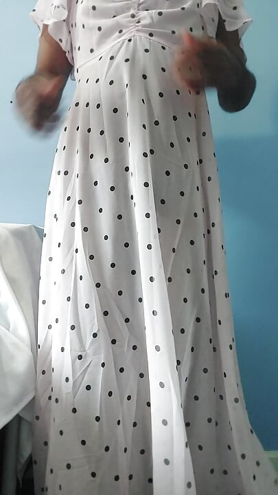 Boy masturbating wearing a Silk Seethrough Wet Pink polka dots Gawun