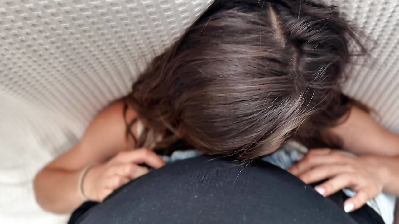 Intense Deepthroat Gagging Blowjob on the Sofa