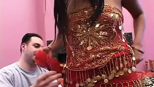 Bitch wearing braces is fucked with two cocks in threesome