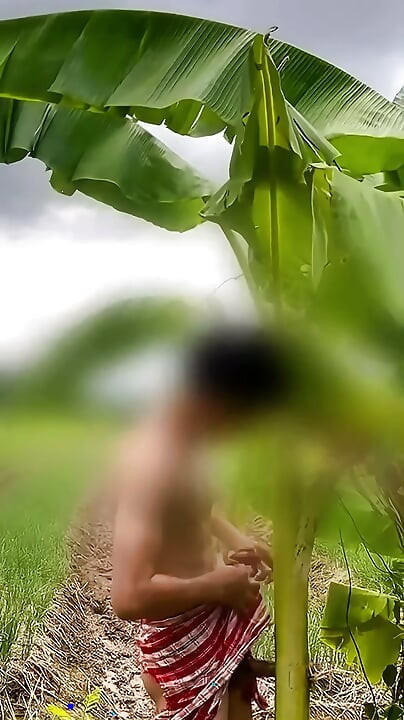 Thai guy fuck banana tree