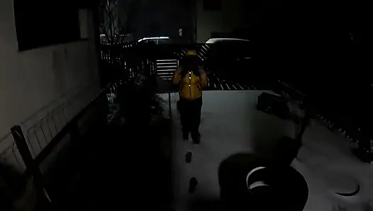 Shiny Yellow Downjacket BJ - Pussy Rules Shirt and Double Cum on My Clothes