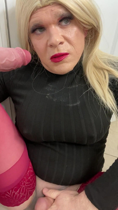Sissy transgender sexy femboy crossdressing slut sucks cock and talks to milf stepmom about how she will show him how to give BJ | Clip 1