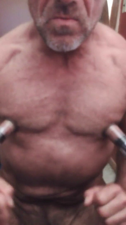 Gay Nipple Pig pumping nipples, flexing pecs | Clip 2