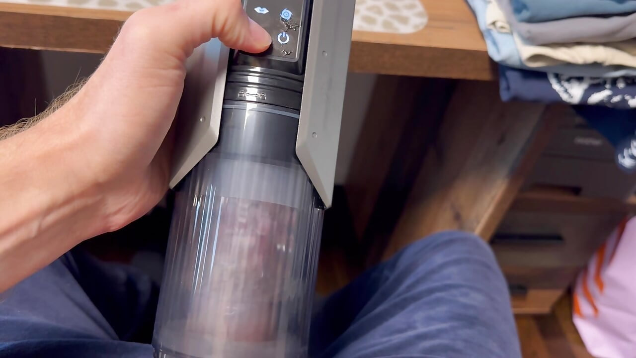 More important things to do during home office: playing with my big uncut cock vacuum pump automatic sex toy in front of camera