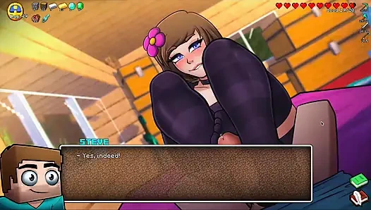 HornyCraft Minecraft Parody - Jenny Gives Steve a Hot Footjob for a Diamond! (Hentai Game Gameplay)