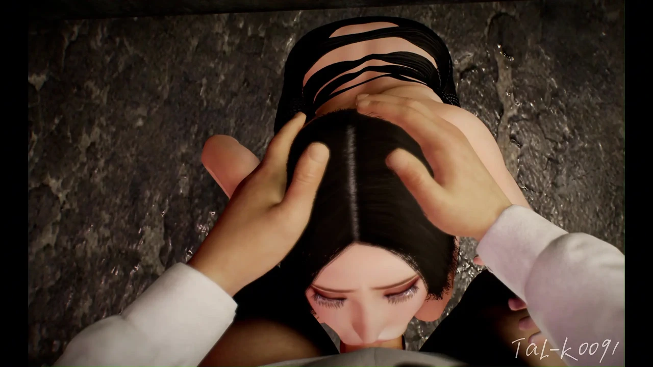 3D 荡妇得到粗糙的口交