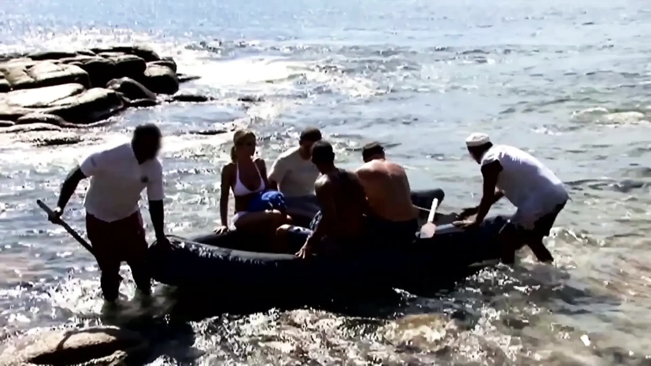 Outdoor gangbang with DP for blonde MILF and bukkake
