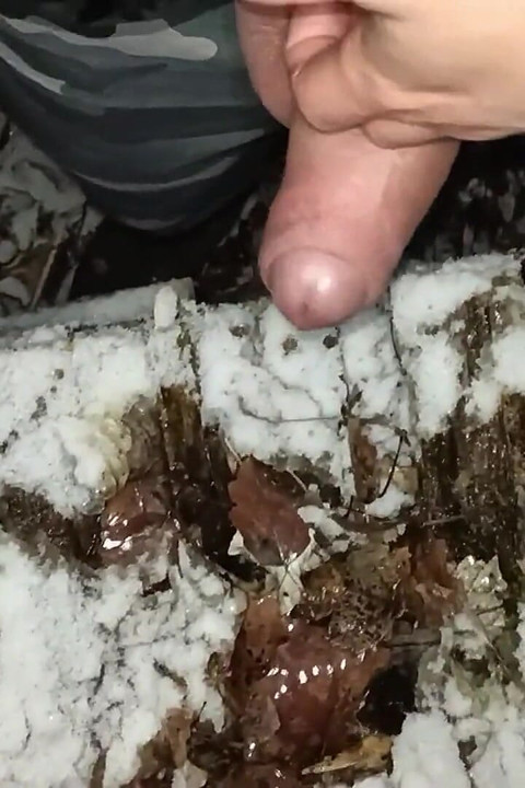 Touching Snow with Cock, Pee and Cum in Snow